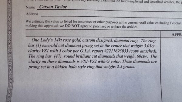 Not Sure/Unknown 3.01 Carat J VS1 Emerald Natural Diamond Diamond Ring - Image 22