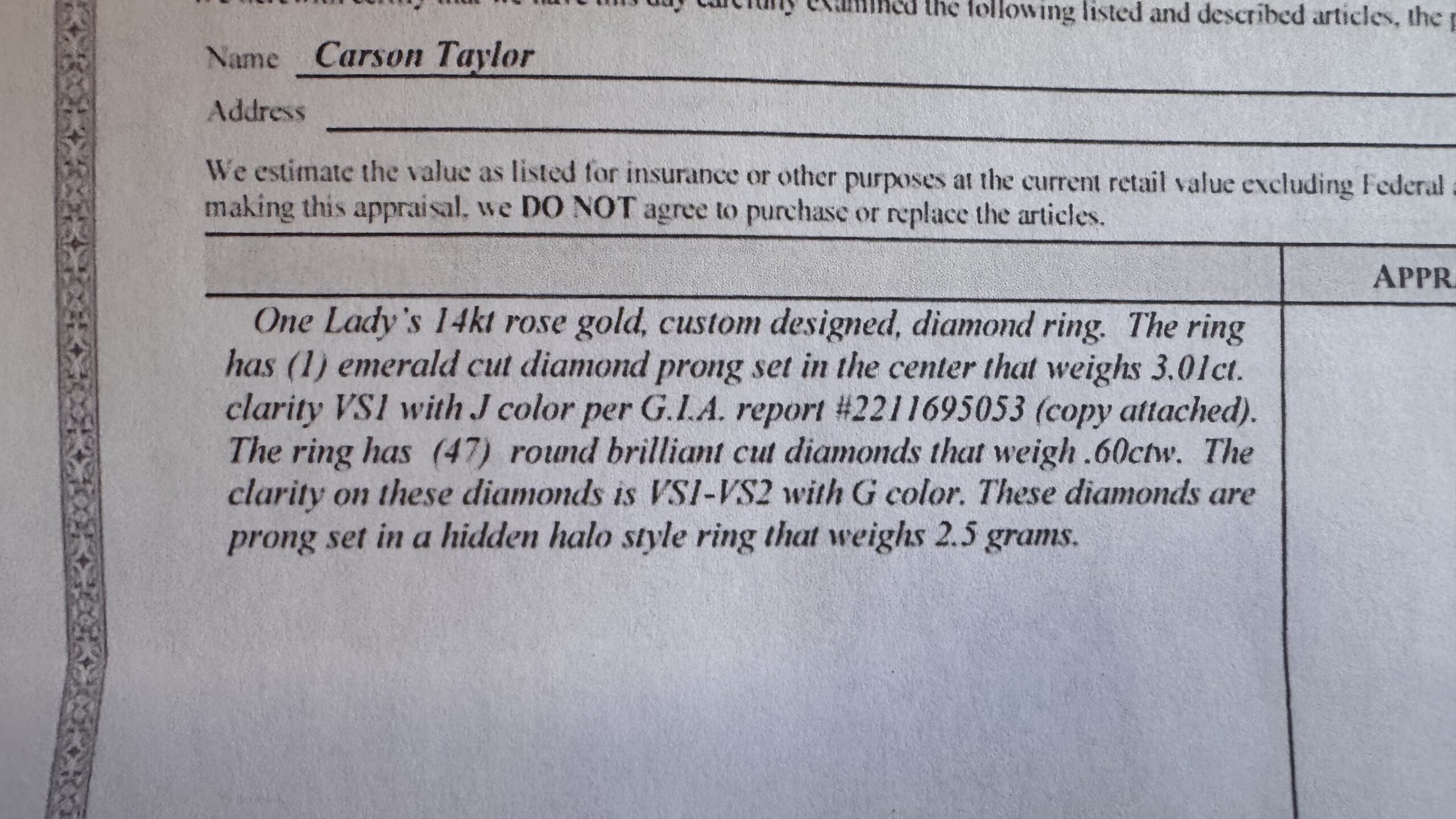 Not Sure/Unknown 3.01 Carat J VS1 Emerald Natural Diamond Diamond Ring - Image 22