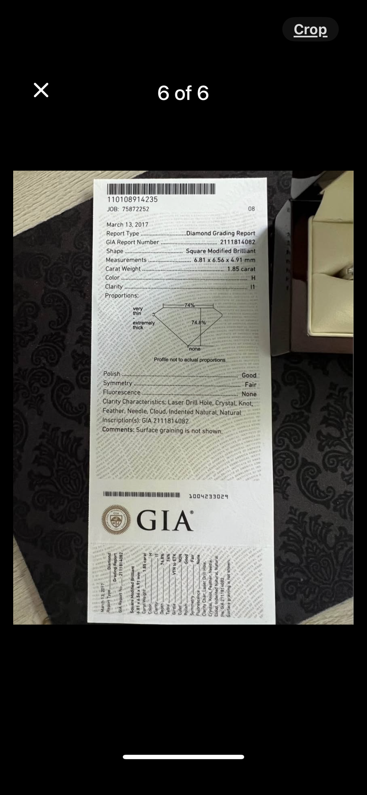 1.85 Carat H I1 Princess Natural Diamond Diamond Ring - Image 9