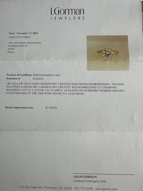 IGI 2.43 Carat F VS1 Round Lab Grown Diamond Ring - Image 5