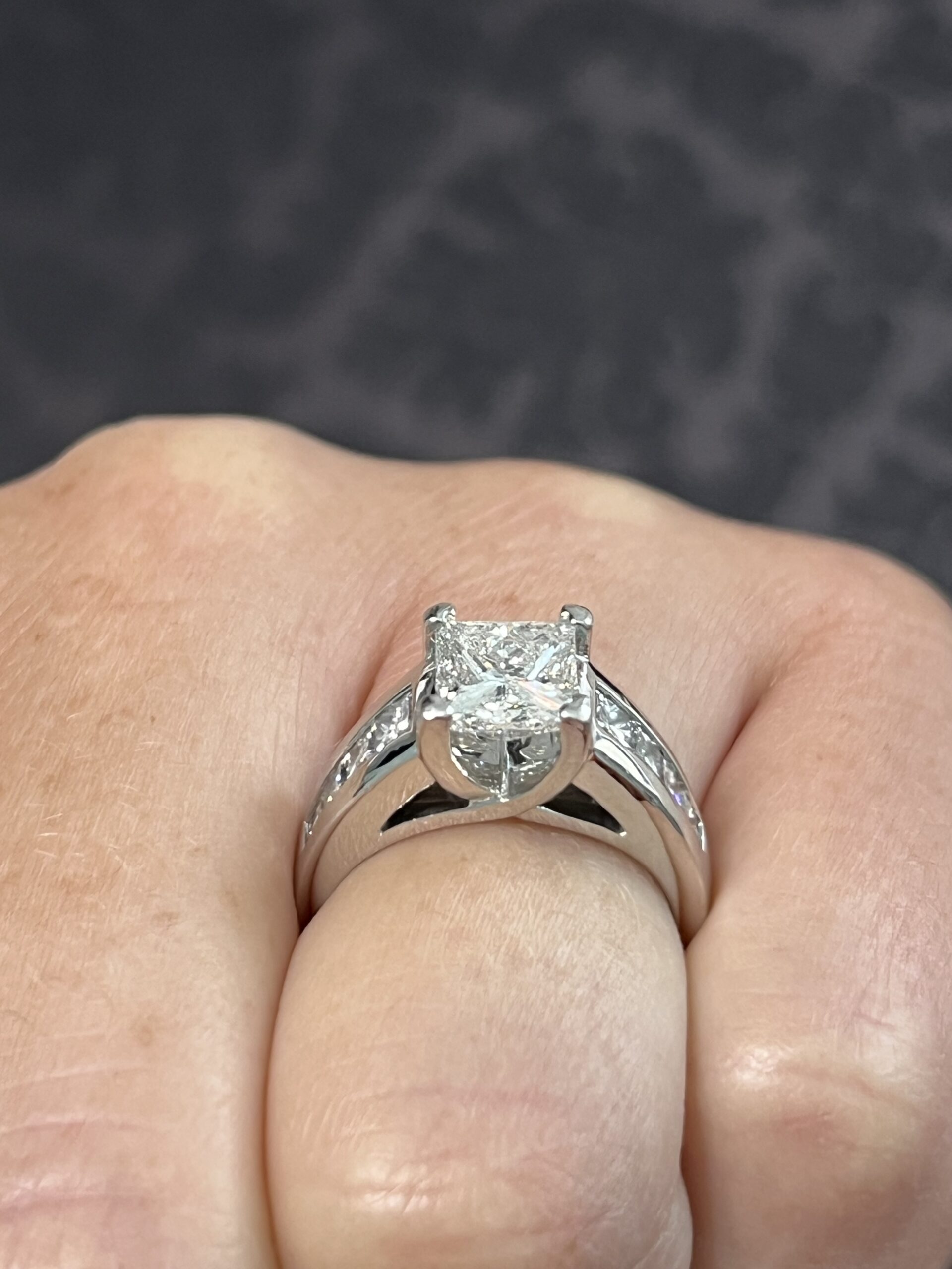 1.85 Carat H I1 Princess Natural Diamond Diamond Ring - Image 3