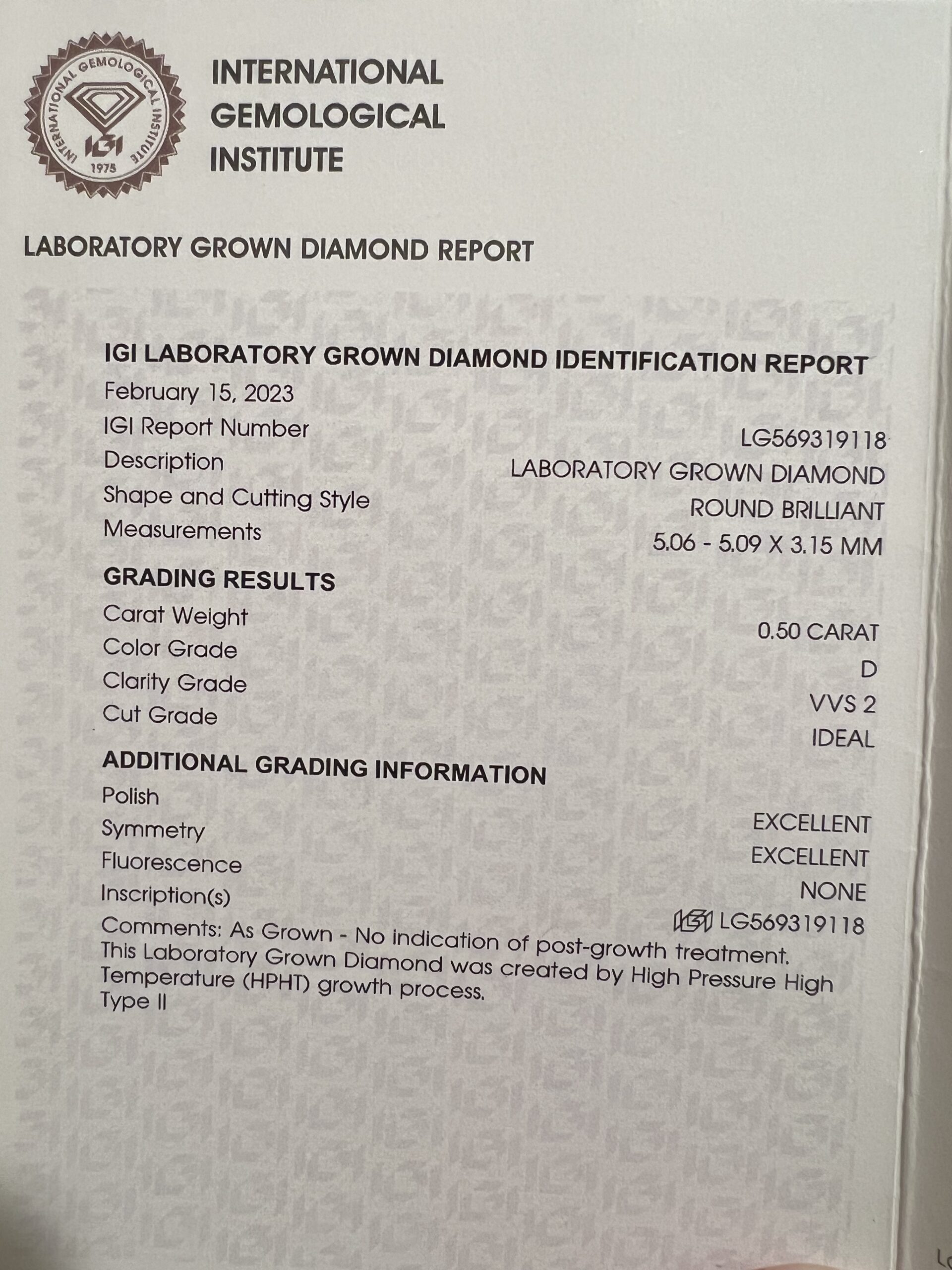 Not Sure/Unknown 0.50 Carat D VVS2 Round Lab Grown Diamond Ring - Image 7
