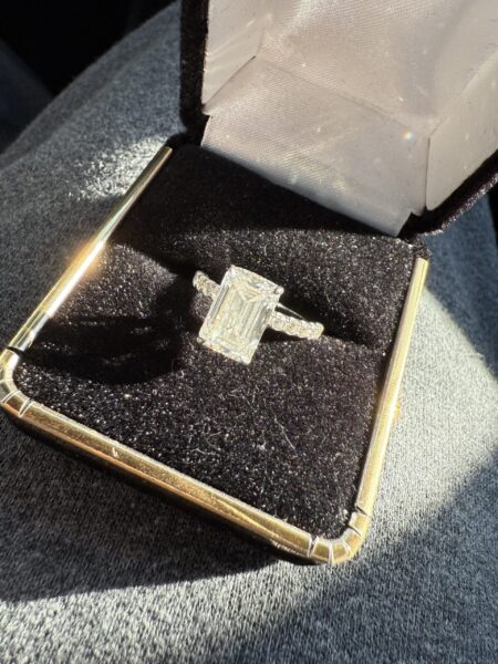 IGI 3.33 Carat E VS1 Emerald Lab Grown Diamond Ring