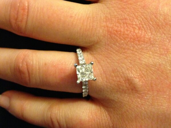 1.2 Carat F I2 Princess Natural Diamond Diamond Ring - Image 4