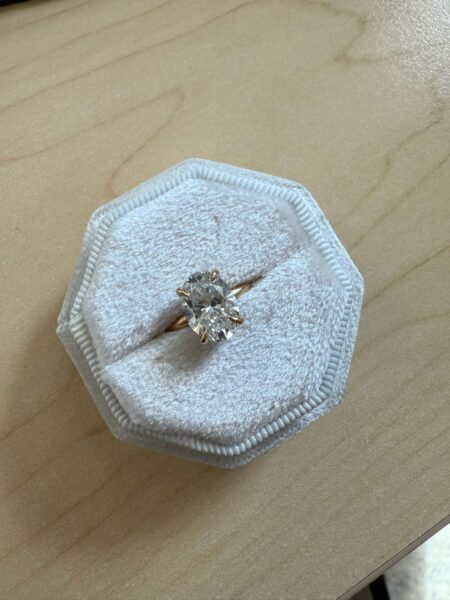 Not Sure/Unknown 2.29 Carat H VS2 Oval Lab Grown Diamond Ring