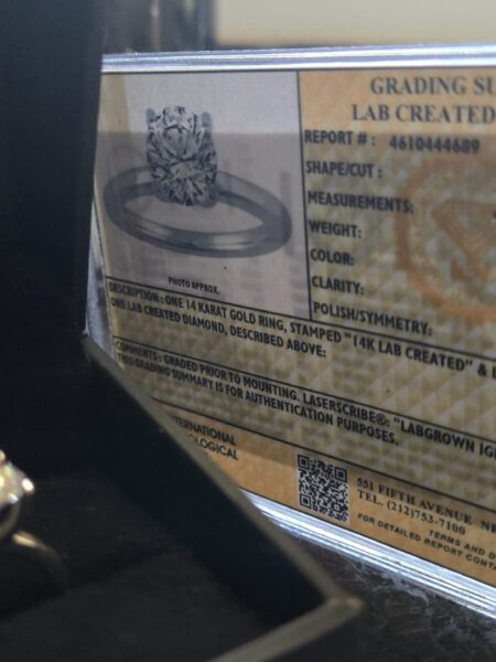IGI 3.03 Carat E VS1 Round Lab Grown Diamond Ring