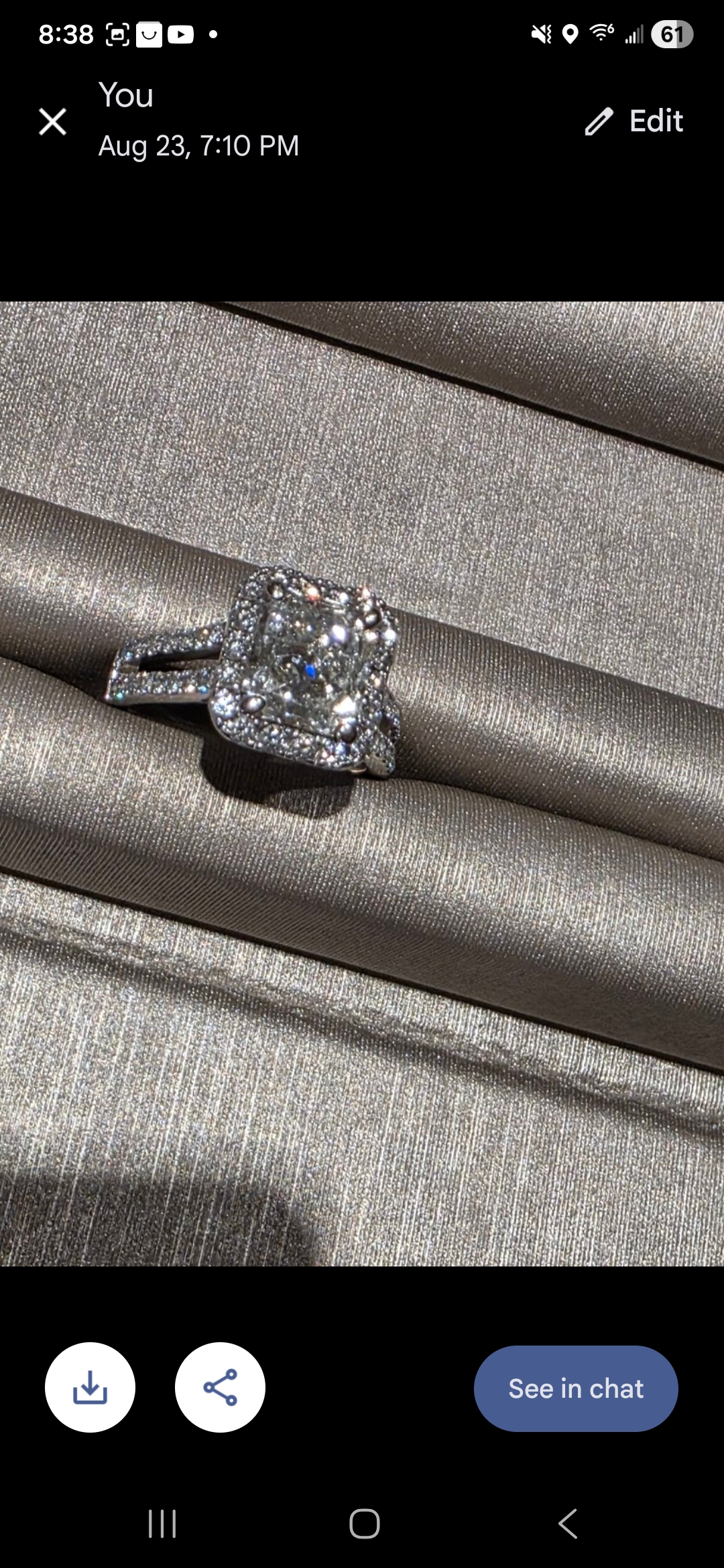 EGL 2.7 Carat I VS2 Radiant Natural Diamond Diamond Ring - Image 5