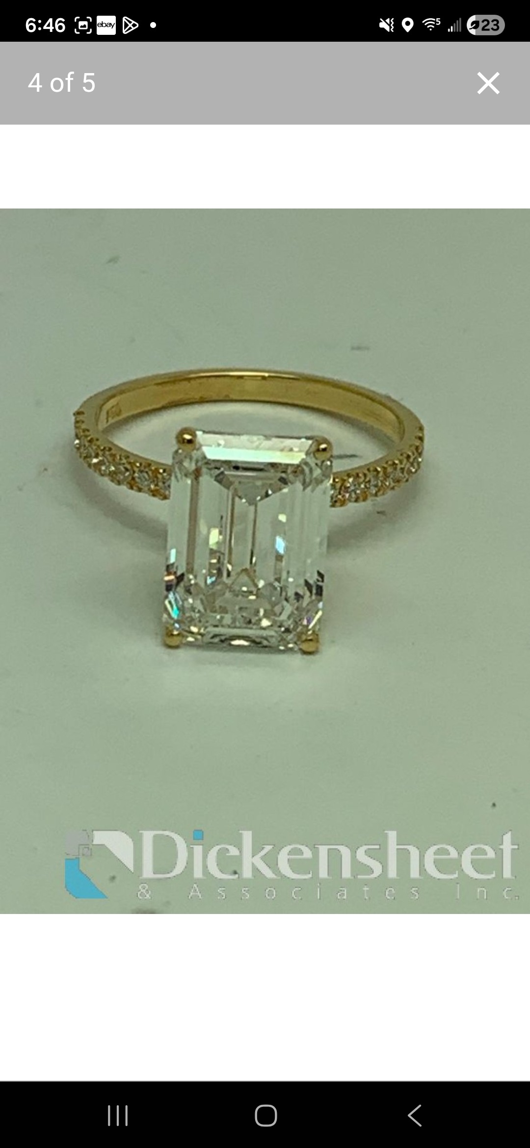 IGI 5.01 Carat F VVS1 Emerald Lab Grown Diamond Ring - Image 2