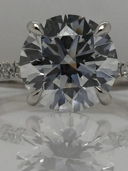 GCAL 3.54 Carat E VS1 Round Lab Grown Diamond Ring