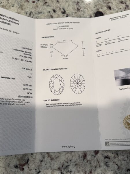 IGI 2.08 Carat G VVS2 Oval Lab Grown Loose Diamond - Image 6