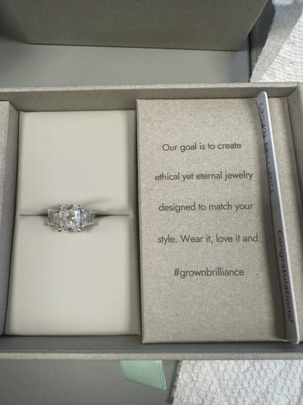 IGI 5.02 Carat Total Weight D VS2 Cushion Lab Grown Diamond Ring - Image 2