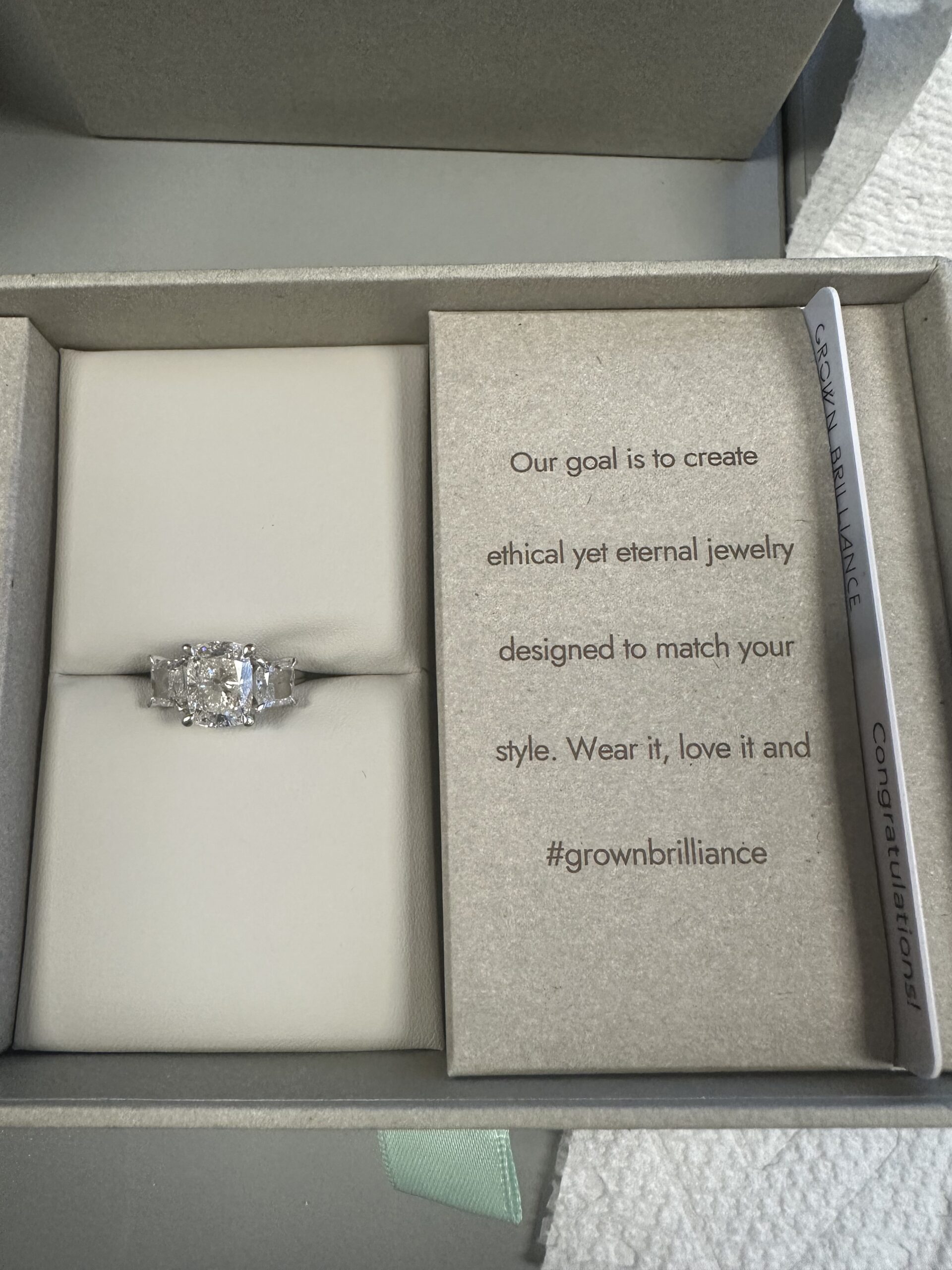 IGI 5.02 Carat Total Weight D VS2 Cushion Lab Grown Diamond Ring - Image 2