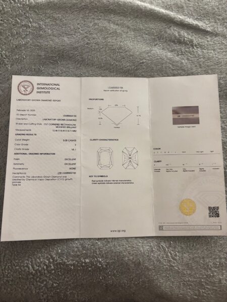 IGI 5.05 Carat F VS1 Radiant Lab Grown Diamond Ring - Image 3