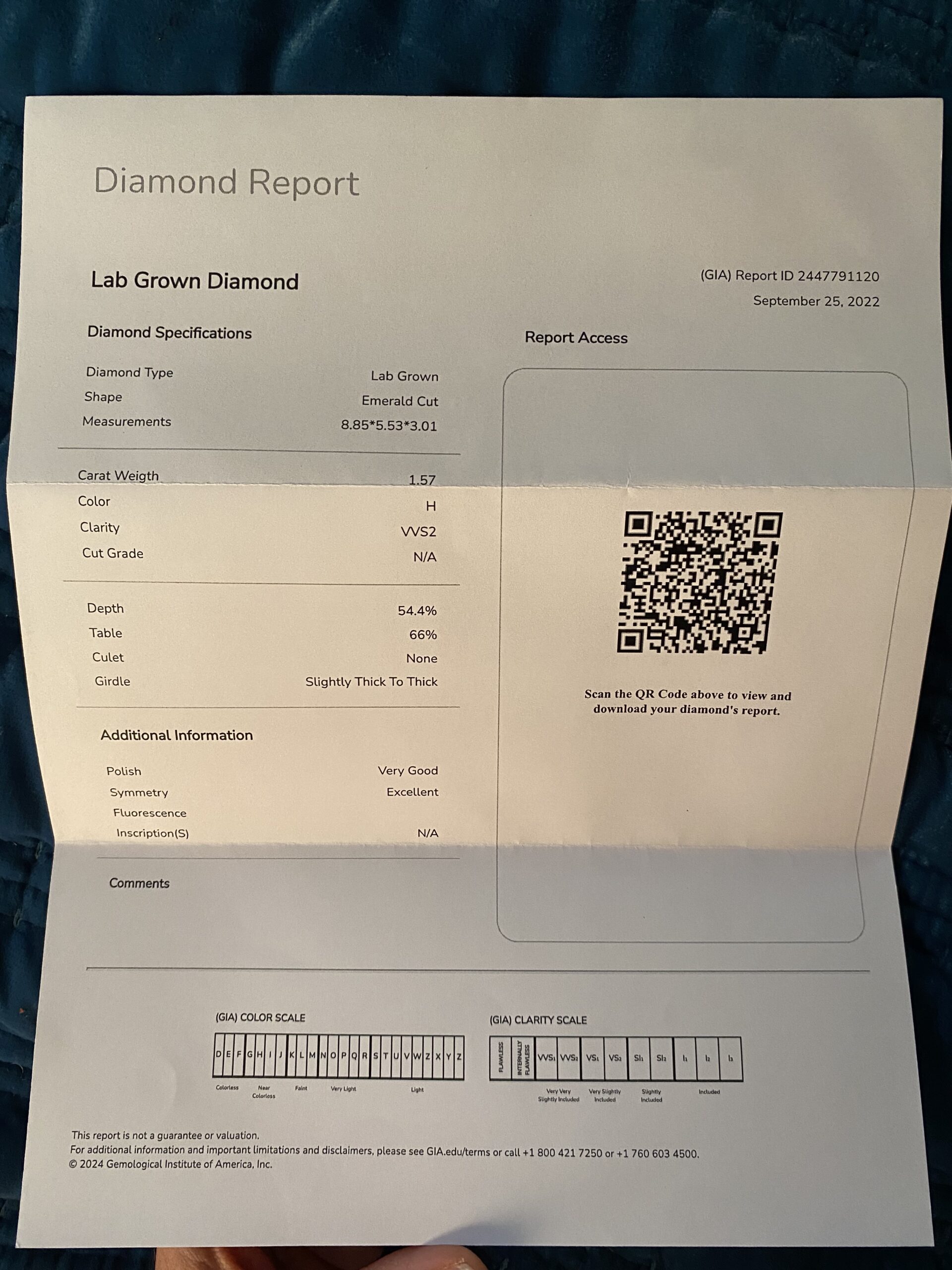1.5 Carat H VVS2 Emerald Lab Grown Diamond Ring - Image 5