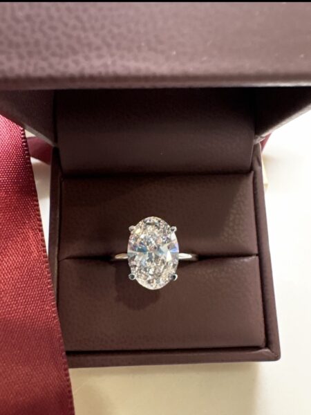 IGI 5.04 Carat E VS1 Oval Lab Grown Diamond Ring