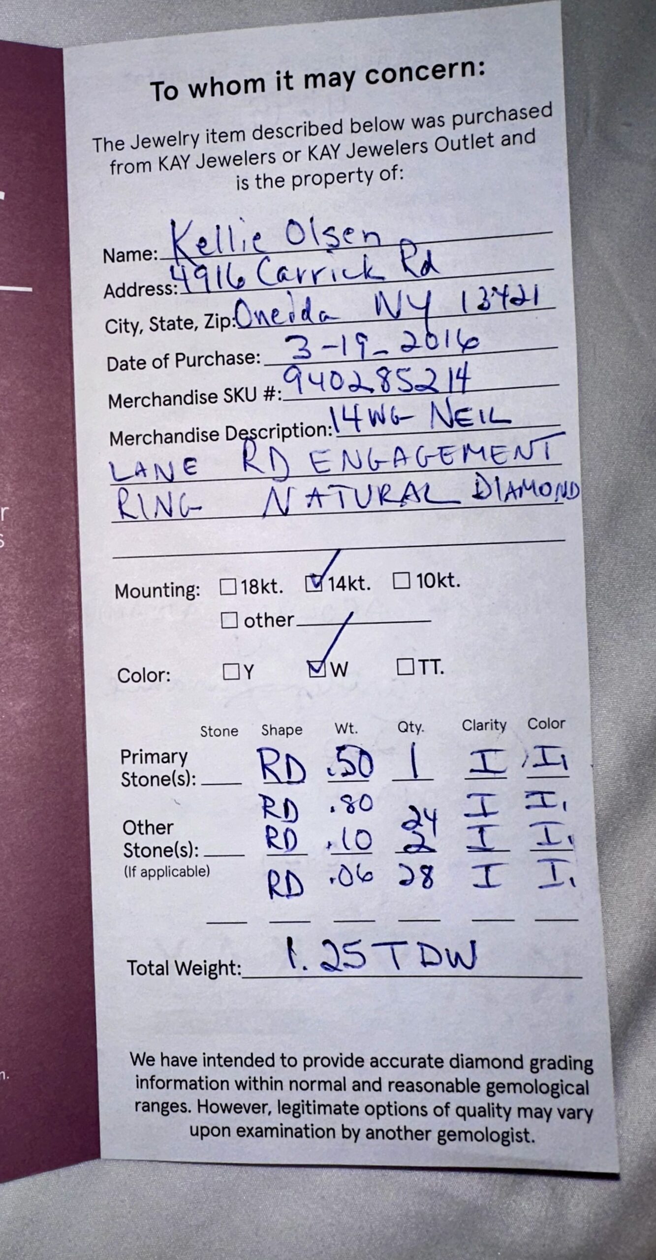 2.25 Carat I I1 Round Natural Diamond Ring - Image 13