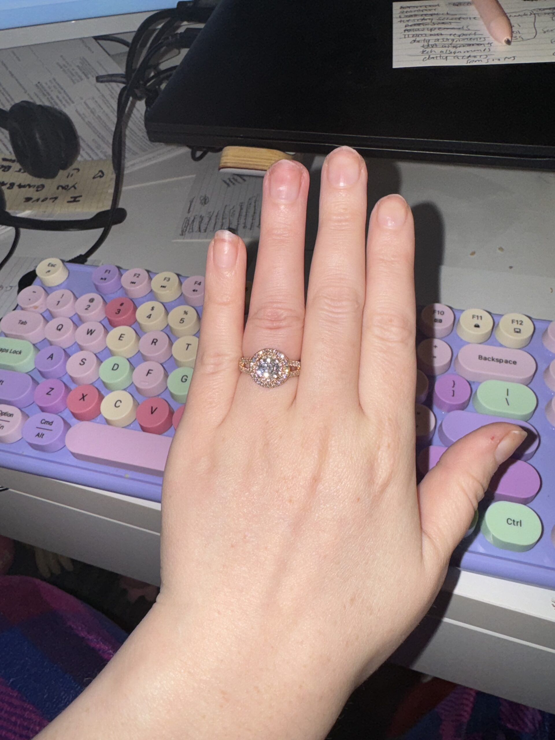 GCAL .88 Carat F VS1 Round Lab Grown Diamond Ring - Image 2