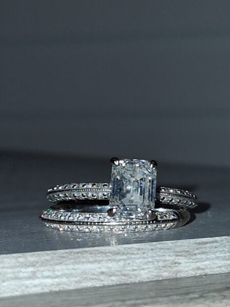 1.63 Carat D VVS2 Emerald Natural Diamond Ring