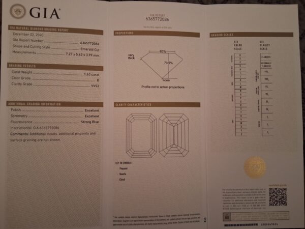 1.63 Carat D VVS2 Emerald Natural Diamond Ring - Image 4