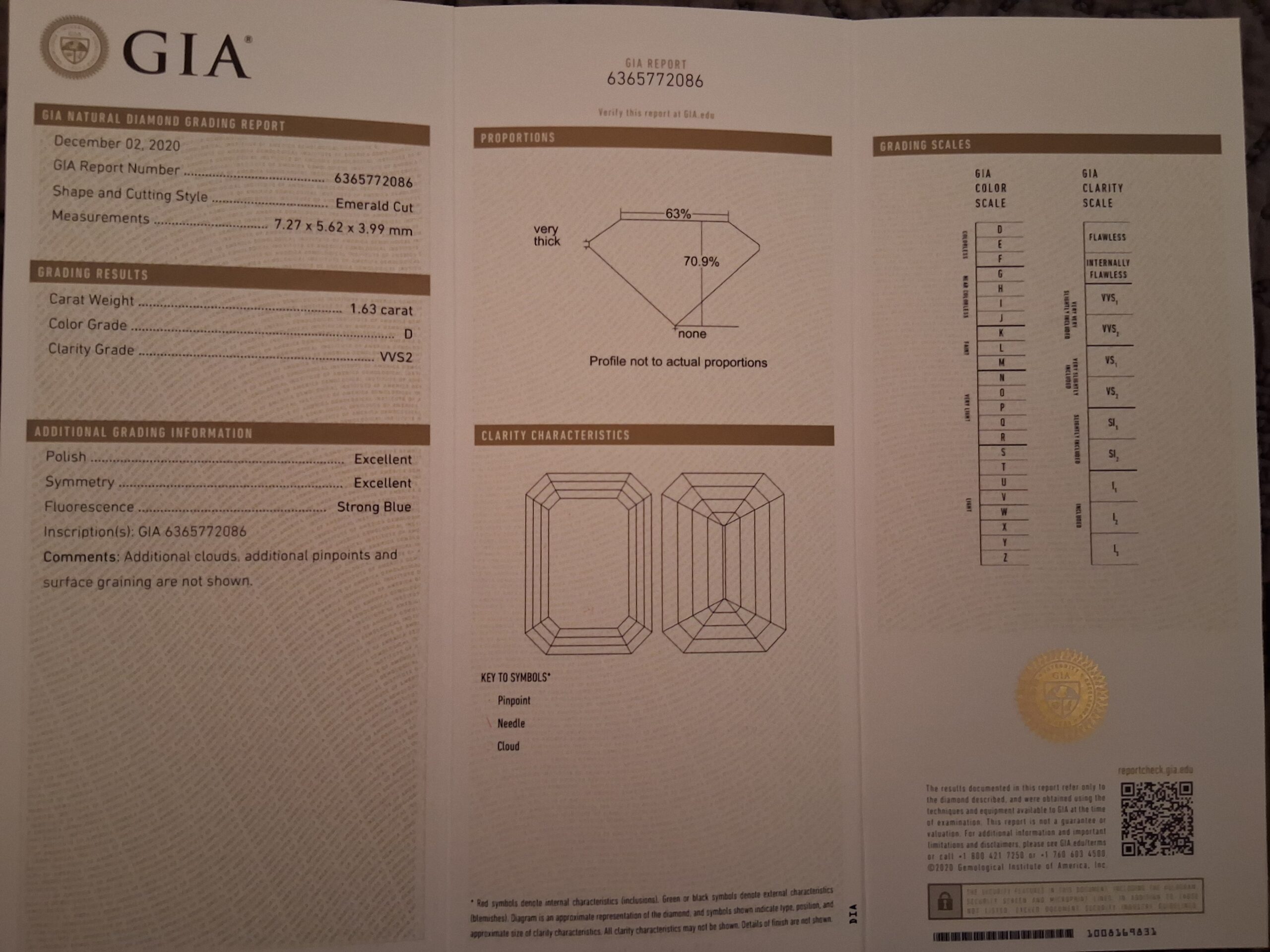 1.63 Carat D VVS2 Emerald Natural Diamond Ring - Image 4