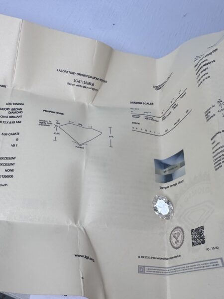 IGI 5.39 Carat G VS1 Oval Lab Grown Diamond Loose Diamond - Image 2