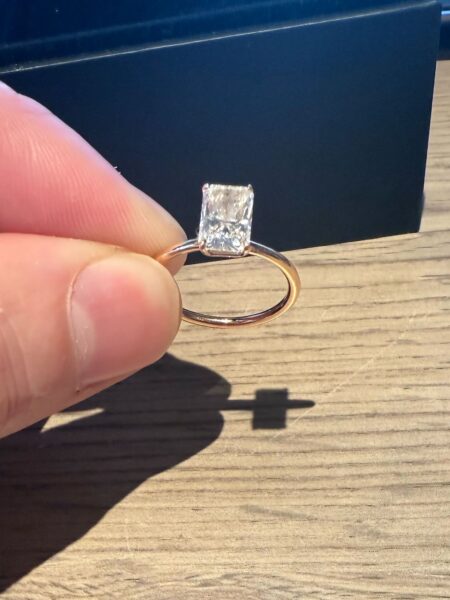 IGI 1.73 Carat F VS1 Radiant Lab Grown Diamond Ring