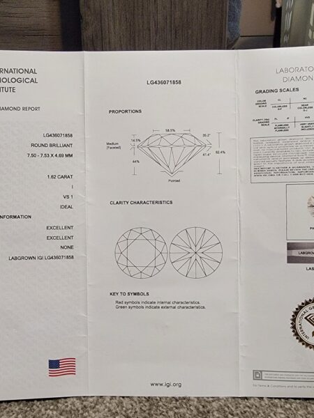 IGI 1.62 Carat I VS1 Heart Lab Grown Diamond Ring - Image 6