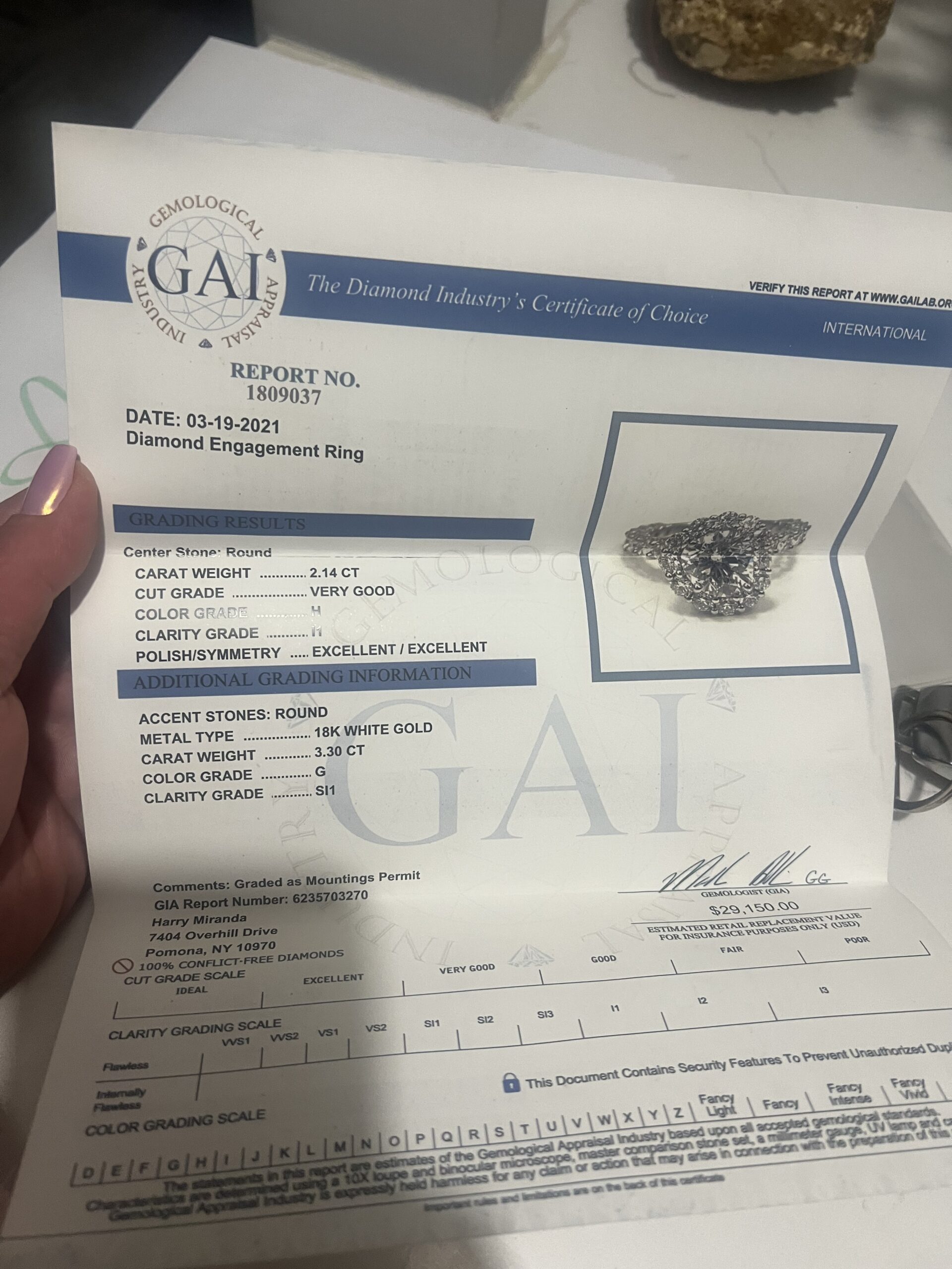5.46 Carat Total Weight H I1 Round Natural Diamond Ring - Image 4