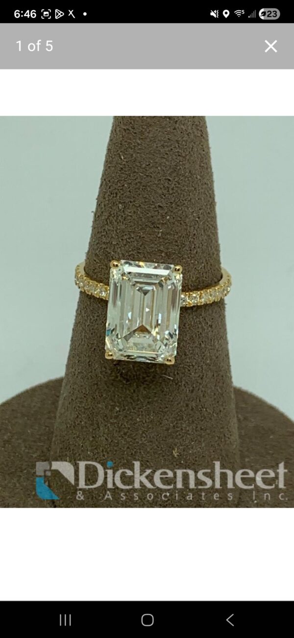 IGI 5.01 Carat F VVS1 Emerald Lab Grown Diamond Ring - Image 3