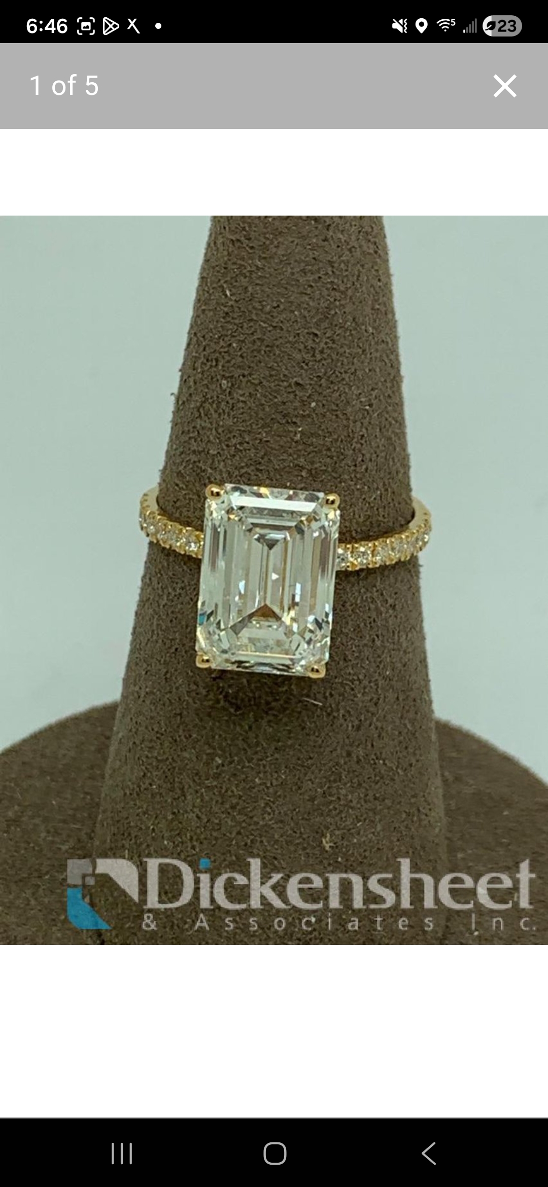 IGI 5.01 Carat F VVS1 Emerald Lab Grown Diamond Ring - Image 3