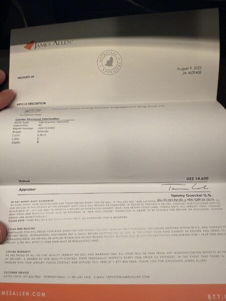 IGI 2.28 Carat D IF Emerald Lab Grown Diamond Ring - Image 2