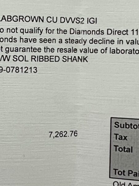 IGI 4.09 Carat D VVS2 Cushion Lab Grown Diamond Ring - Image 3