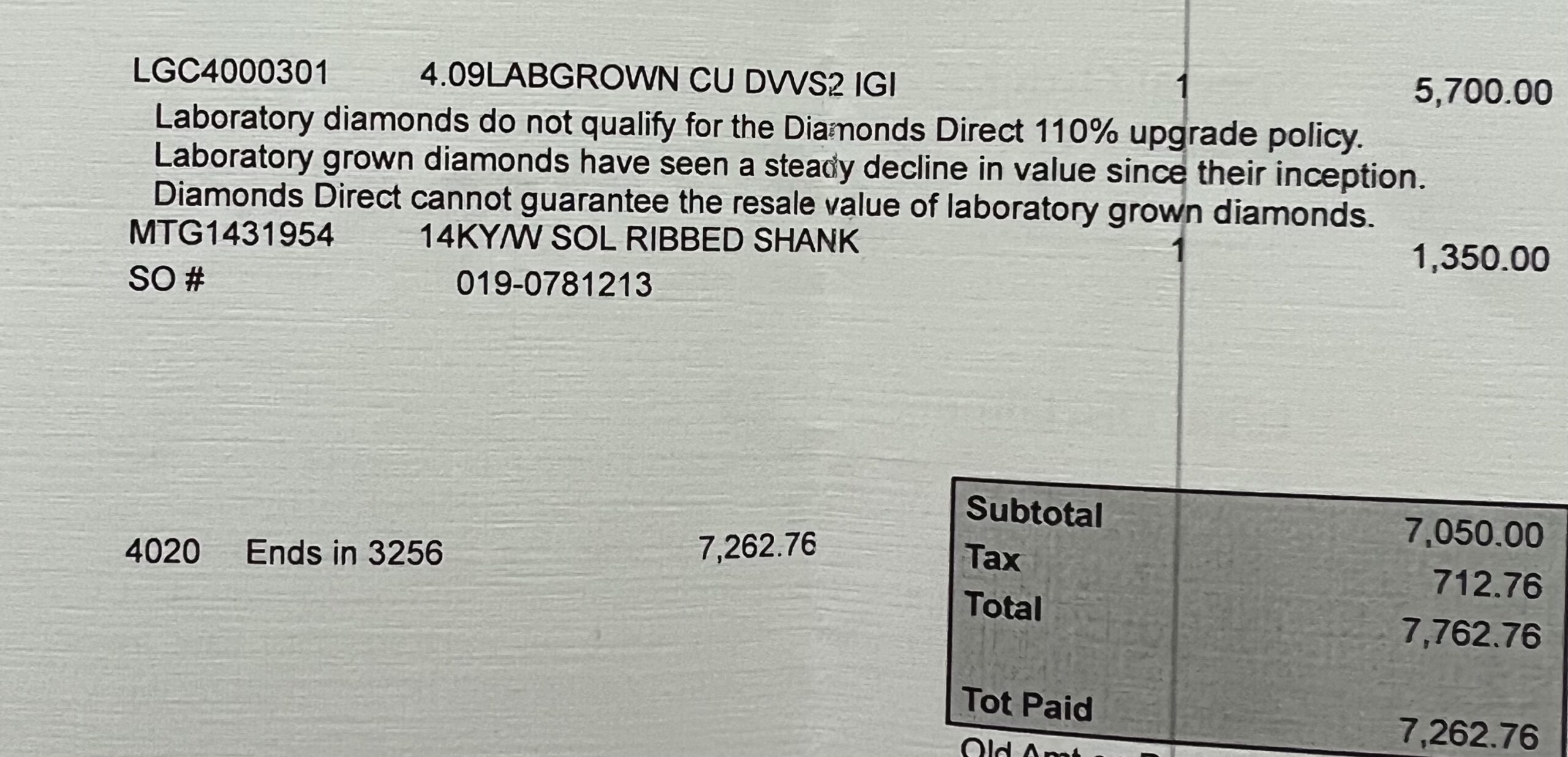 IGI 4.09 Carat D VVS2 Cushion Lab Grown Diamond Ring - Image 3