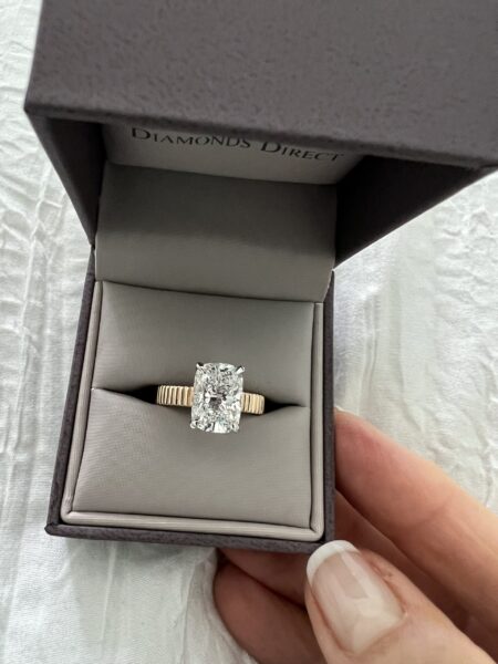 IGI 4.09 Carat D VVS2 Cushion Lab Grown Diamond Ring