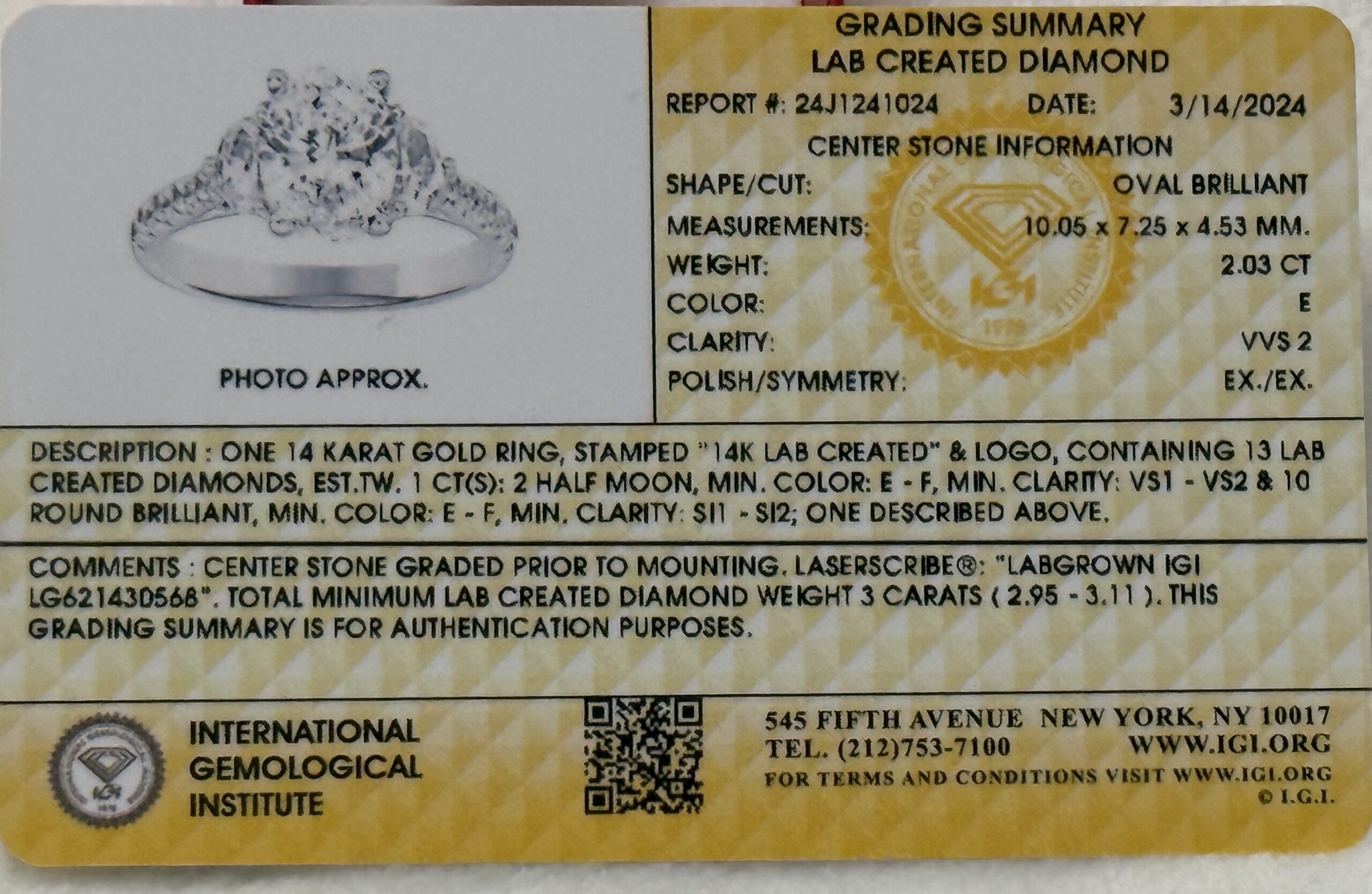IGI 2.03 Carat E VVS2 Oval Lab Grown Diamond Ring - Image 18
