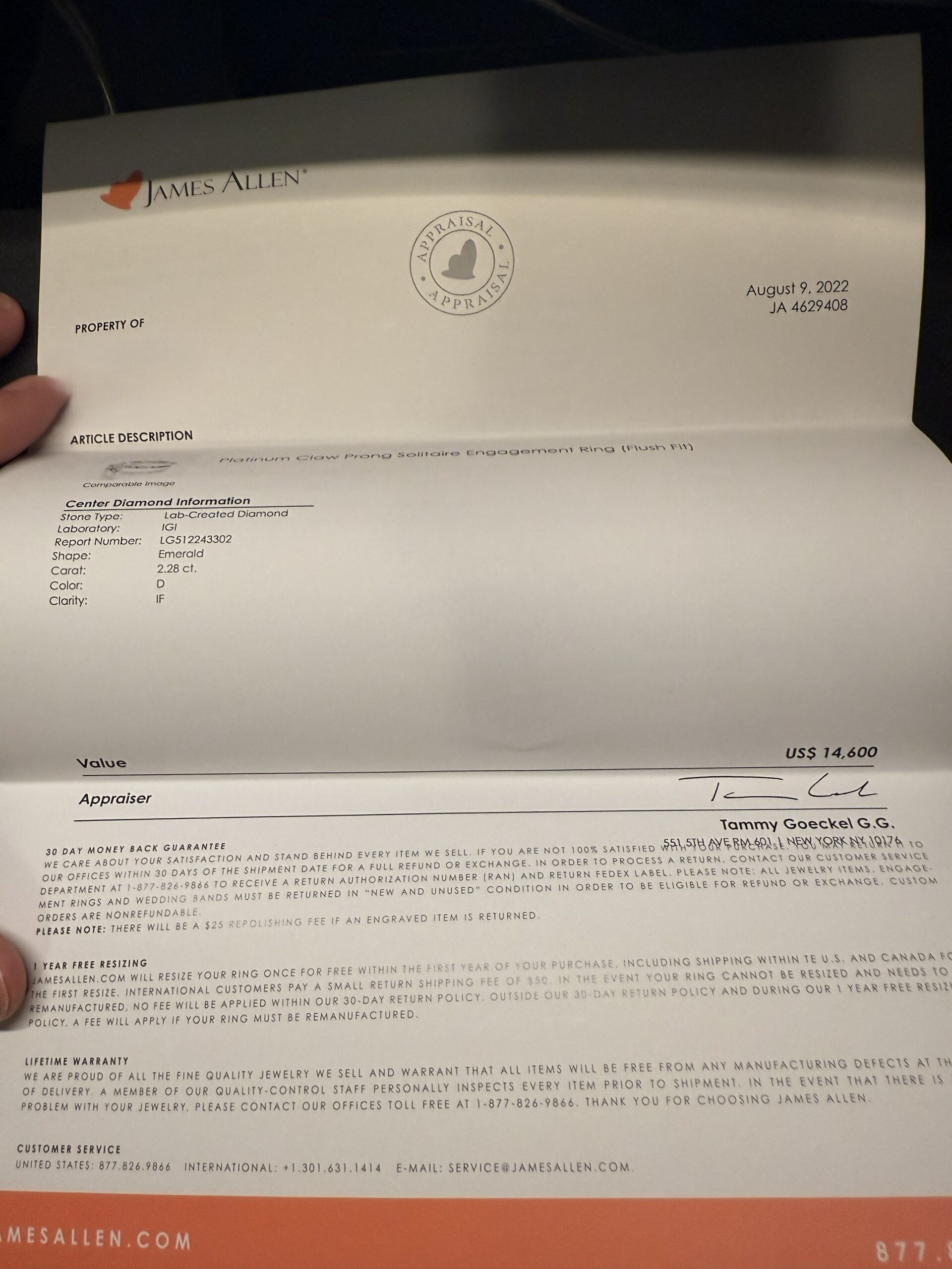 IGI 2.28 Carat D IF Emerald Lab Grown Diamond Ring - Image 11