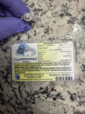 GSI 14 Carat E VS1 Round Lab Grown Diamond Ring