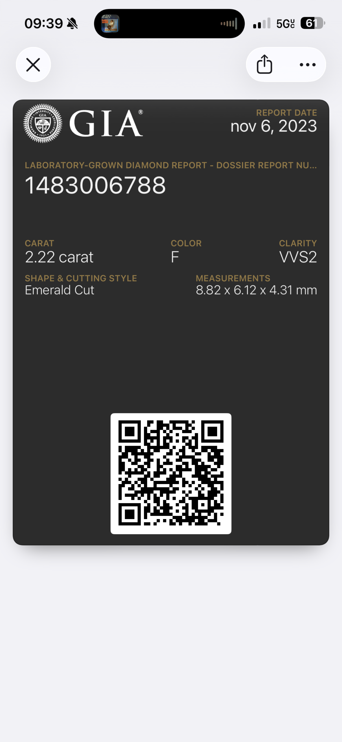 IGI 2.22 Carat F VVS2 Emerald Lab Grown Diamond Loose Diamond - Image 3