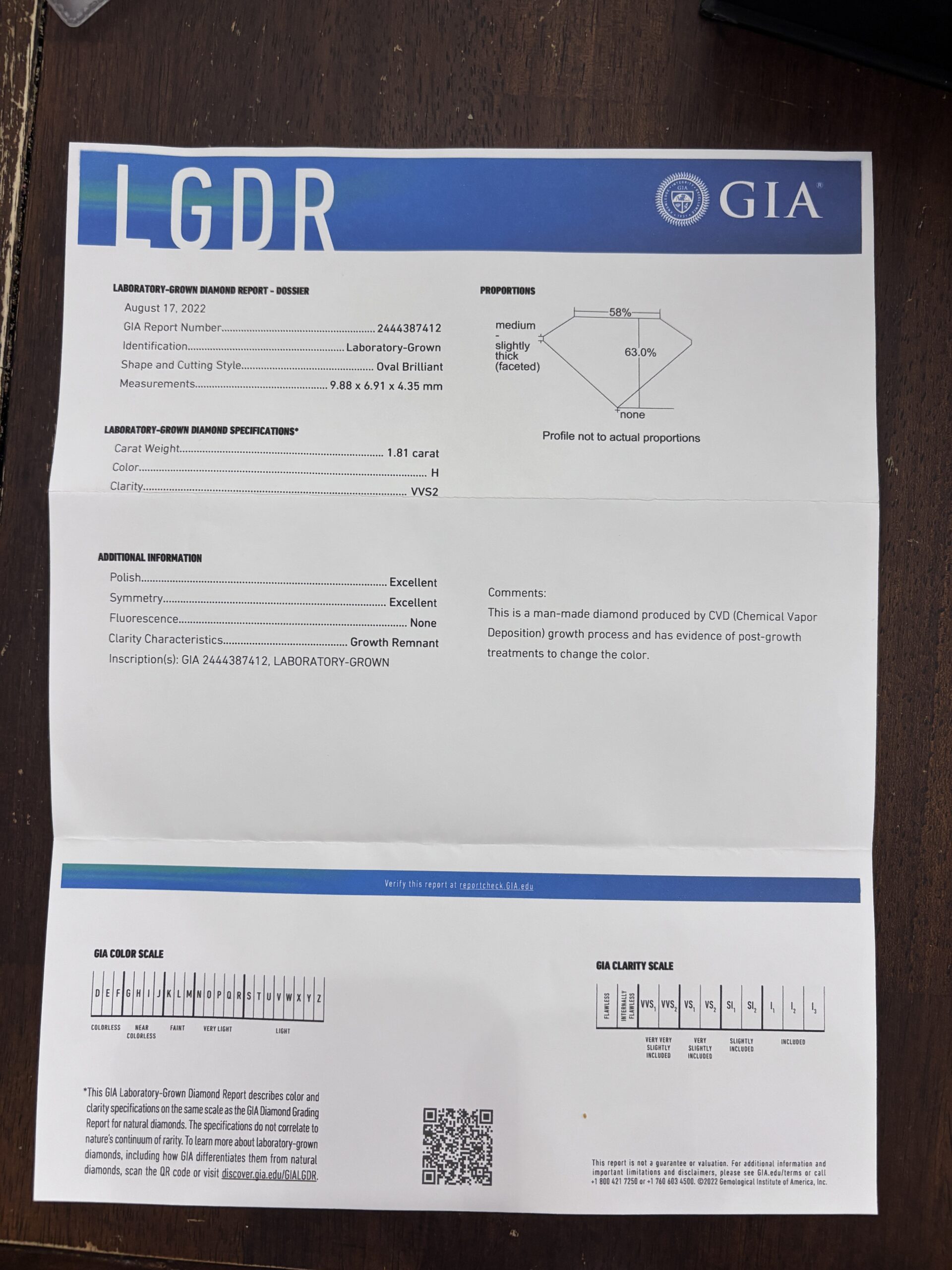 Not Sure/Unknown 1.81 Carat H VVS2 Oval Lab Grown Diamond Ring - Image 9