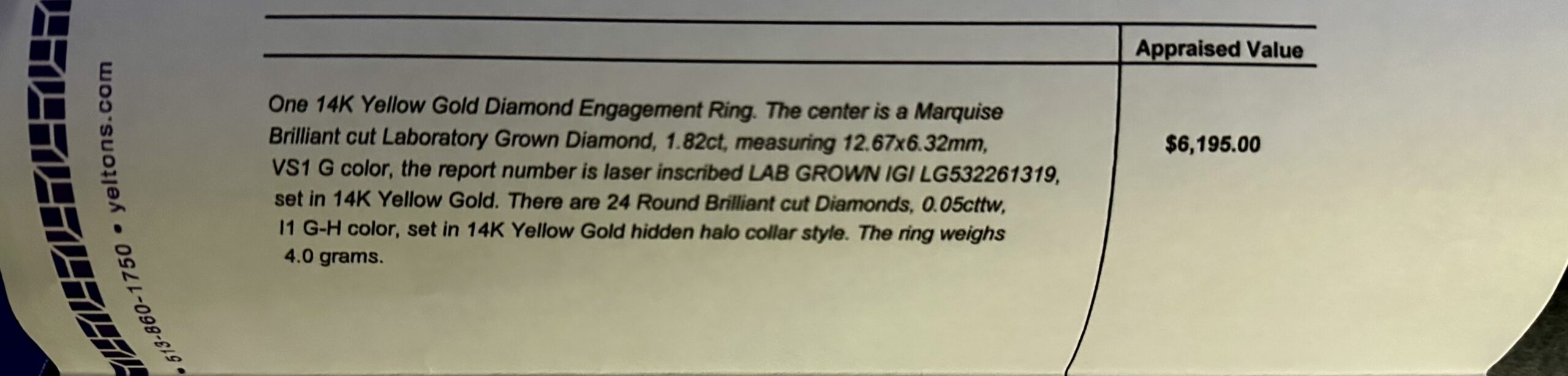 IGI 1.82 Carat G VS1 Marquise Lab Grown Diamond Ring - Image 6