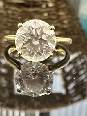 GSI 3.4 Carat F VVS2 Round Lab Grown Diamond Ring