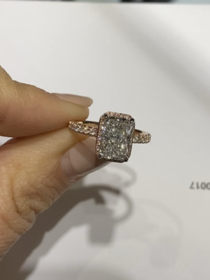 IGI 2.29 Carat F VS2 Radiant Lab Grown Diamond Ring