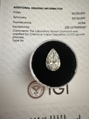 IGI 3.09 Carat G VS2 Pear Lab Grown Diamond Loose Diamond