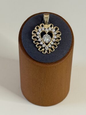 0.80 K VS2 Old European Cut Natural Diamond Heart Pendant