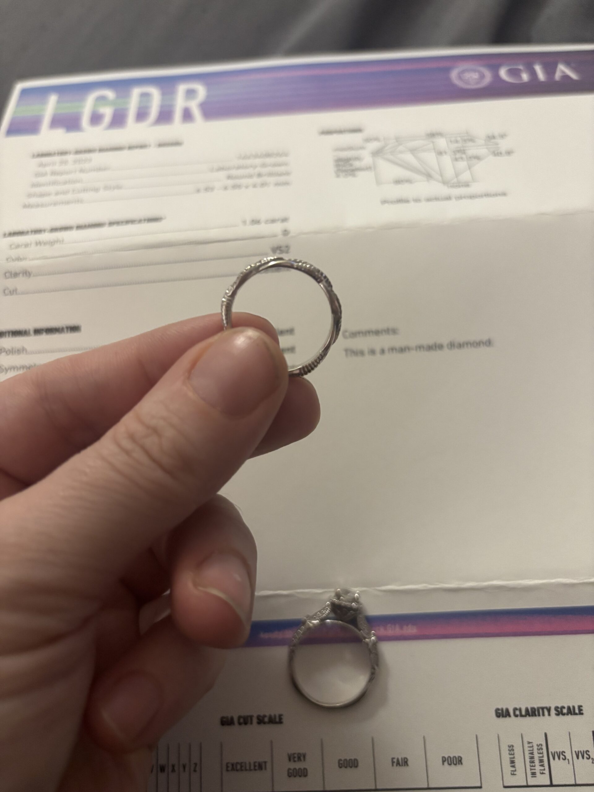 Not Sure/Unknown 1.06 Carat D VS2 Round Lab Grown Diamond Ring - Image 7