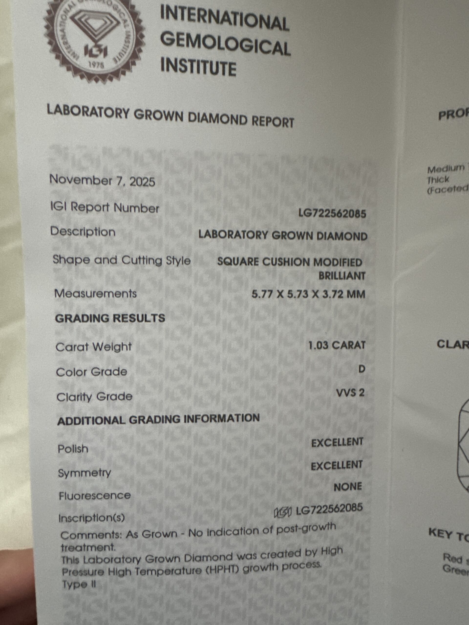 IGI 2 Carat D VVS1 Cushion Lab Grown Diamond Earrings - Image 6