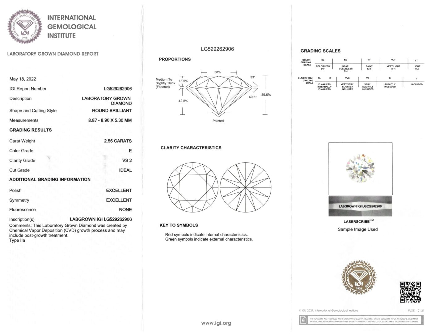 IGI 2.56 Carat E VS2 Round Lab Grown Diamond Ring - Image 7
