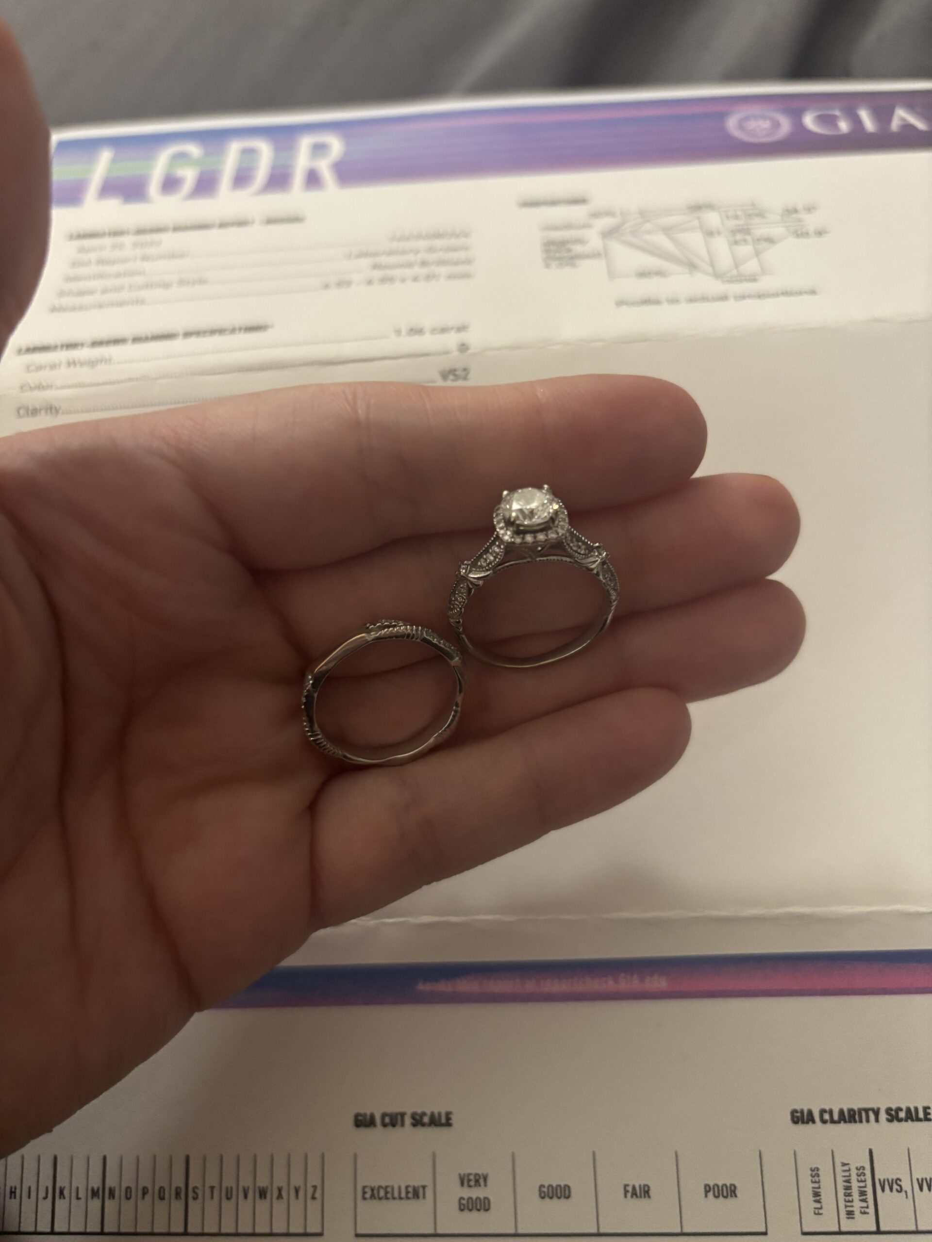 Not Sure/Unknown 1.06 Carat D VS2 Round Lab Grown Diamond Ring