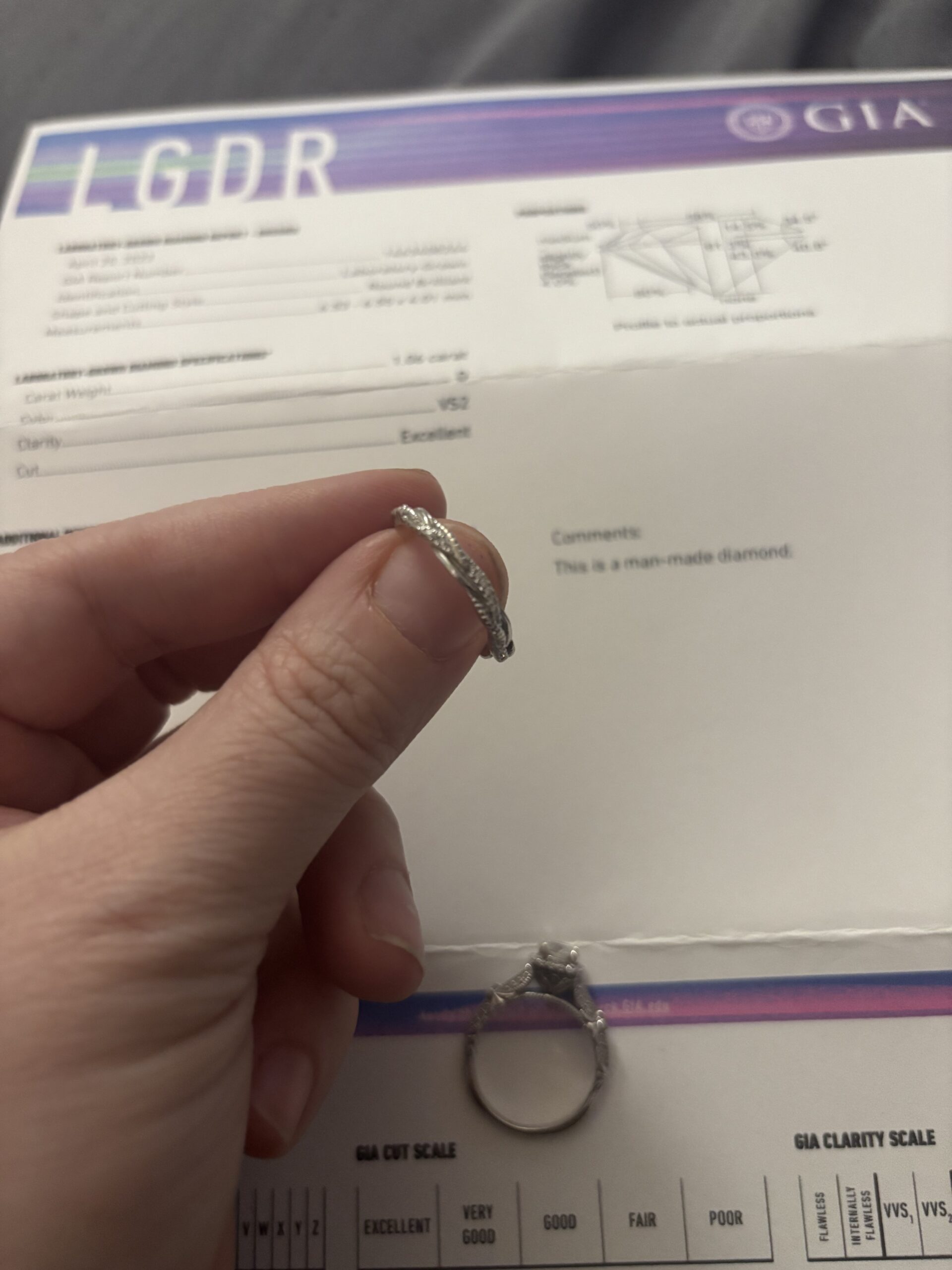 Not Sure/Unknown 1.06 Carat D VS2 Round Lab Grown Diamond Ring - Image 6