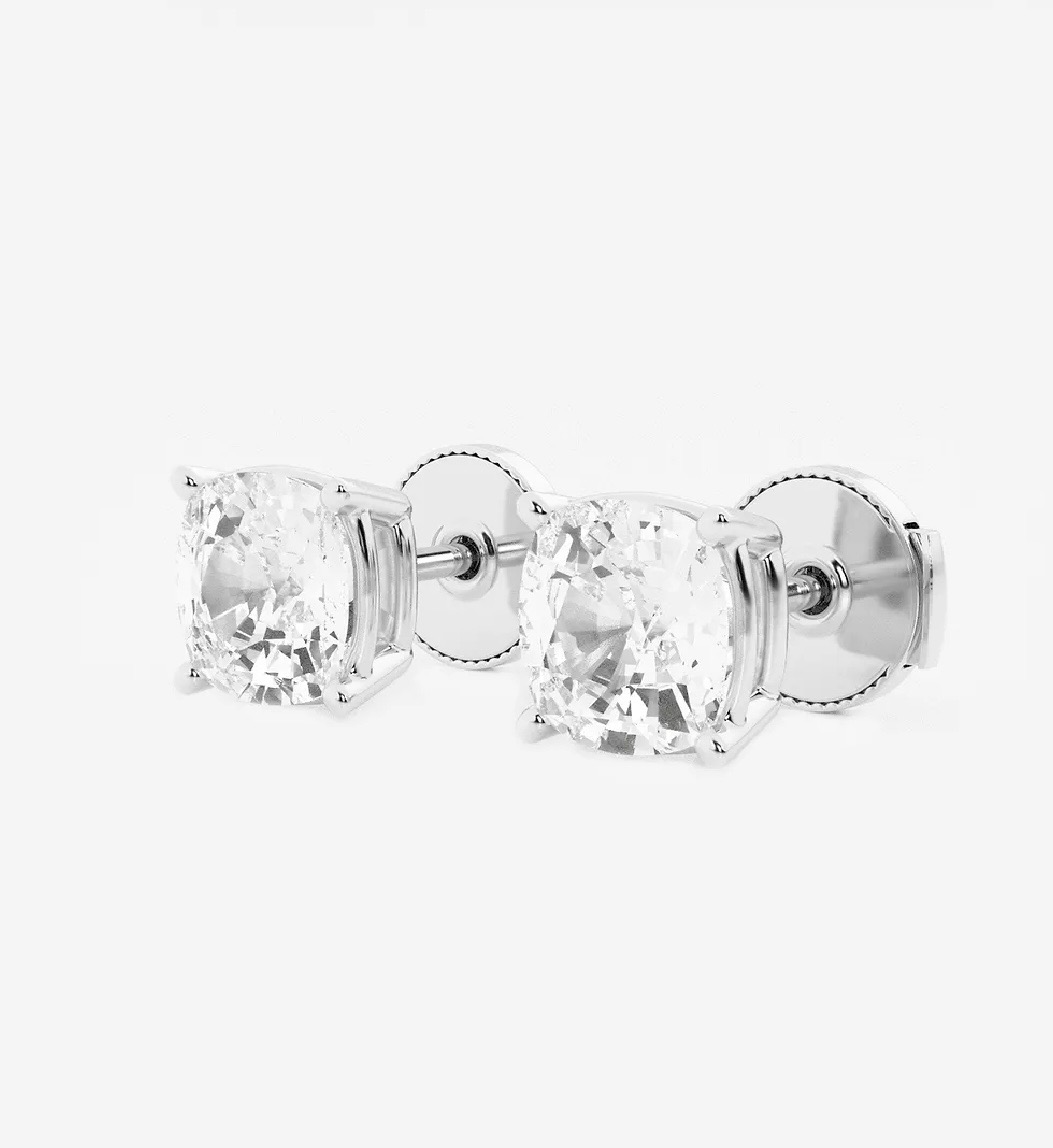IGI 2 Carat D VVS1 Cushion Lab Grown Diamond Earrings - Image 4